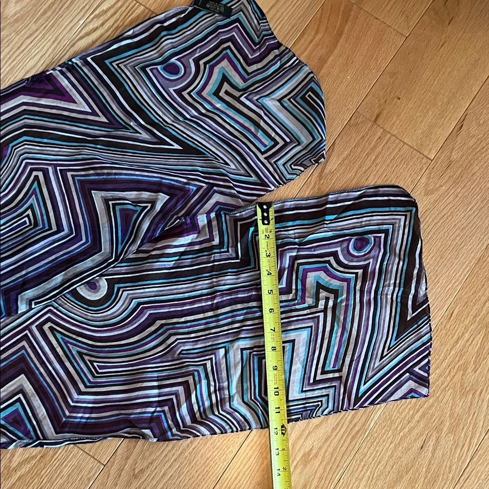 Accessorize silk art Scarf in Purple and Teal geometric patterns